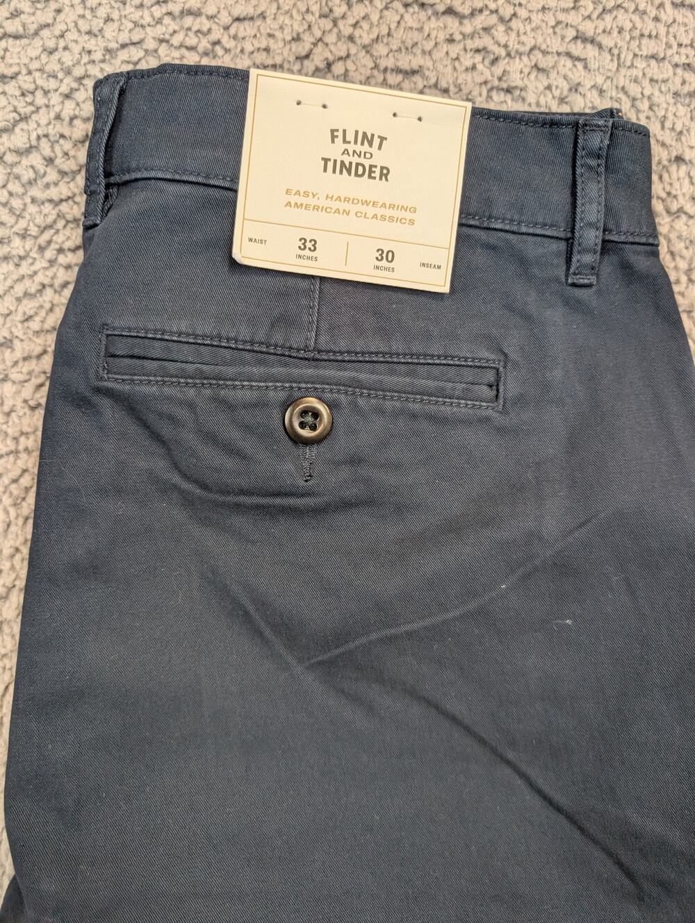 NWT Flint and Tinder Chinos Men's Size 33x30 Navy Slim Fit (1240)